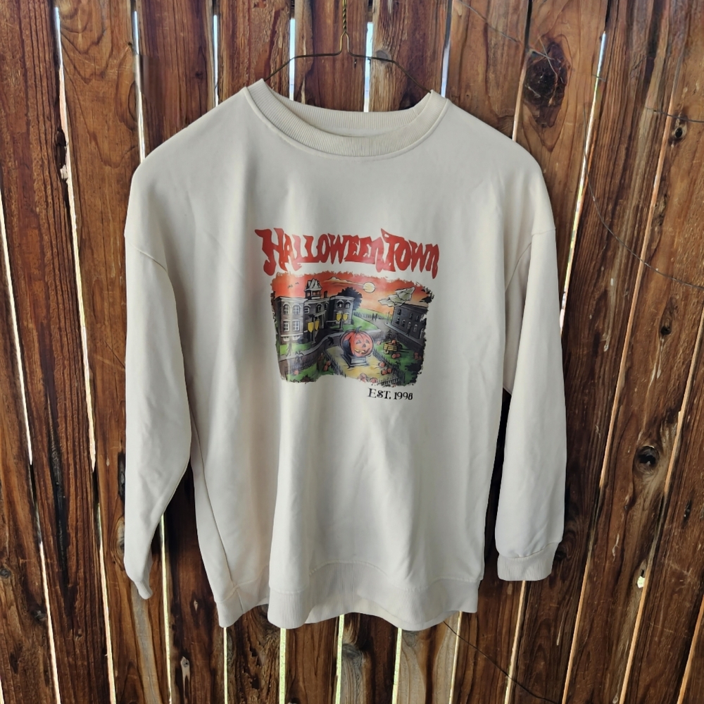 Halloweentown Crewneck Pullover Sweatshirt Est. 1998 Retro Fall Color Apricot
